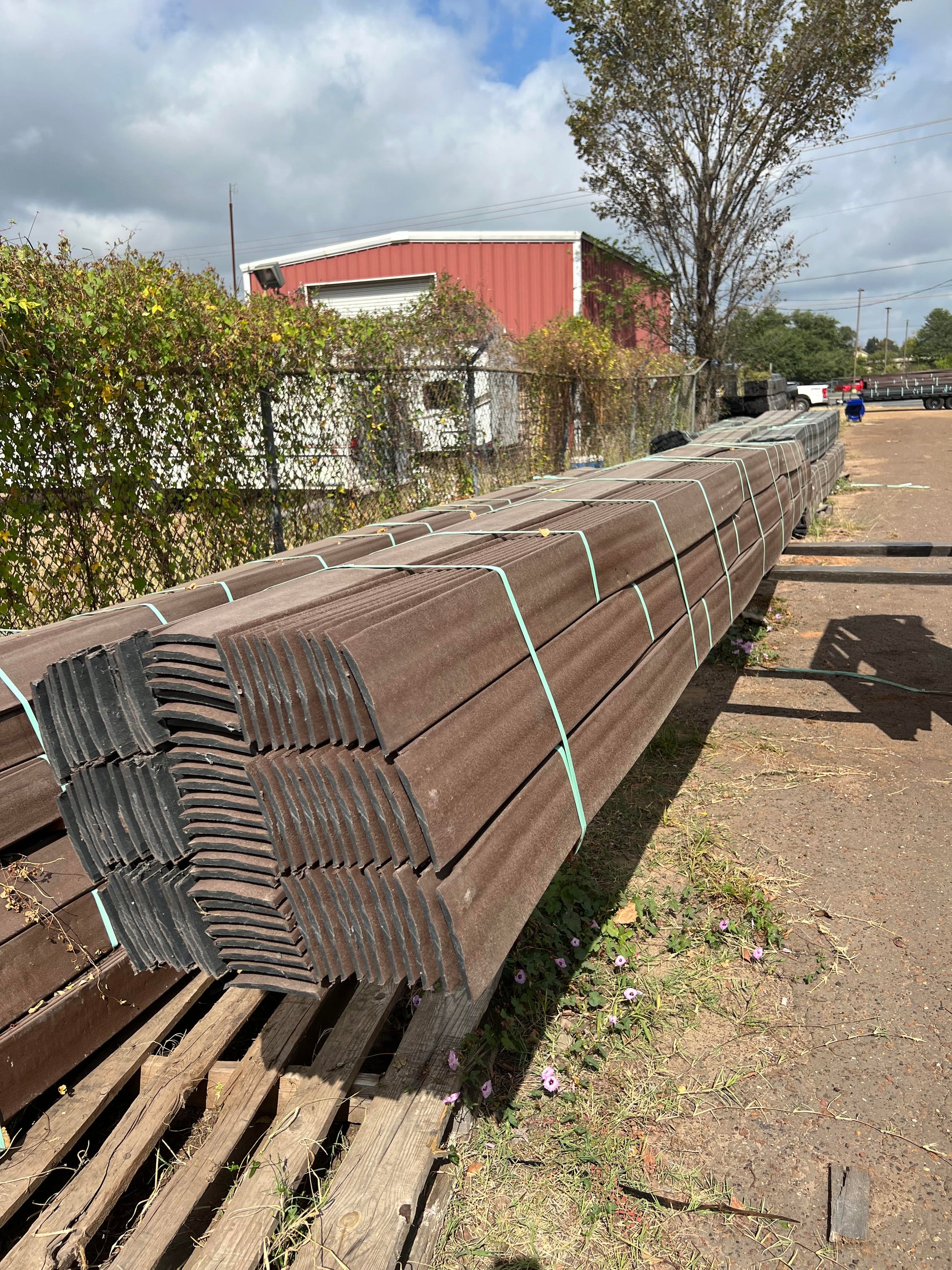 Brown bender board pallets on the ground