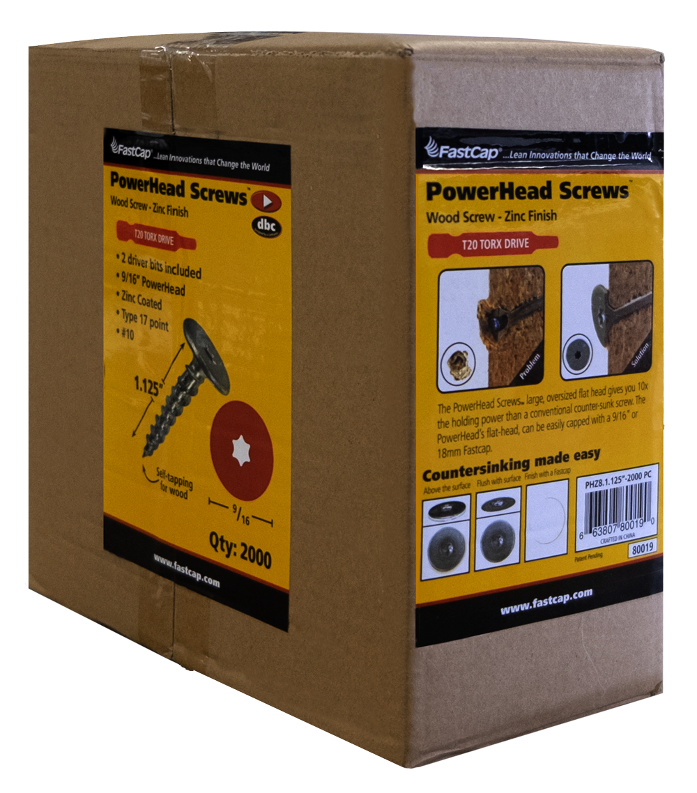 Bender Board Screw: 1-1/8'' X 2000 PC TORX T20 , Carbon with Zinc Plated