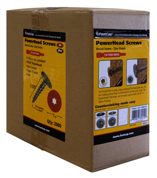 Bender Board Screw: 1-1/8'' X 2000 PC TORX T20 , Carbon with Zinc Plated