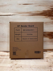 A box of brown bender board stakes